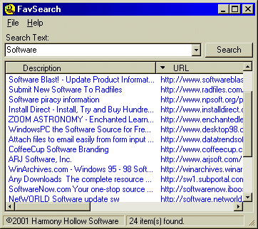 Screenshot of FavSearch 1.5